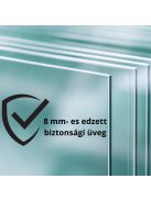 Stuxi Milano Easy Black Kombi Walk-in zuhanyfal, 90x80 cm, 8 mm vastag vízlepergető biztonsági üveggel, helytakarékos stabilizátorral