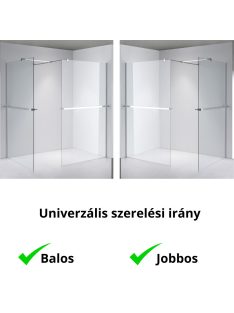   Stuxi Milano Kombi Plus 2 Walk-in zuhanyfal, 90x90 cm, 8 mm vastag vízlepergető biztonsági üveggel, 2 polccal és törölközőtartóval