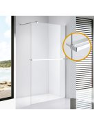 Stuxi Milano Plus Walk-in zuhanyfal, 90x200 cm, 8 mm vastag vízlepergető biztonsági üveggel, króm profillal, távtartóval, polccal és törölközőtartóval