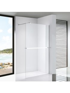   Stuxi Milano Plus Walk-in zuhanyfal, 90x200 cm, 8 mm vastag vízlepergető biztonsági üveggel, króm profillal, távtartóval, polccal és törölközőtartóval