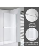 Stuxi Milano Easy Plus Walk-in zuhanyfal, 90x200 cm, 8 mm vastag vízlepergető üveggel, helytakarékos stabilizátorral, polccal, törölközőtartóval