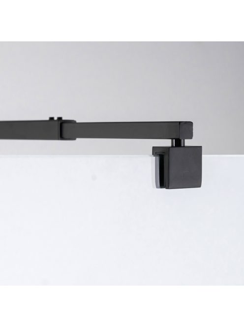 Stuxi Milano Light Black falsíkra szerelhető Walk-in zuhanyfal, 110x200 cm, 8 mm vastag vízlepergető biztonsági üveggel, két távtartóval
