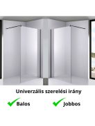 Stuxi Milano Black Walk-in zuhanyfal, 110x200 cm, 8 mm vastag vízlepergető biztonsági üveggel, fekete profillal és távtartóval