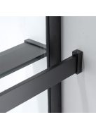 Stuxi Milano Plus Black Walk-in zuhanyfal, 120x200 cm, 8 mm vastag vízlepergető biztonsági üveggel, matt fekete profillal, távtartóval, polccal és törölközőtartóval