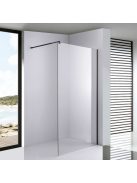 Stuxi Milano Black Walk-in zuhanyfal, 120x200 cm, 8 mm vastag vízlepergető biztonsági üveggel, fekete profillal és távtartóval