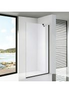 Stuxi Milano Easy Black Walk-in zuhanyfal, 130x200 cm, 8 mm vastag vízlepergető biztonsági üveggel, helytakarékos stabilizátorral