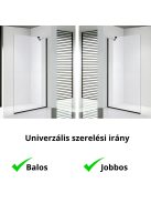 Stuxi Milano Easy Black Walk-in zuhanyfal, 130x200 cm, 8 mm vastag vízlepergető biztonsági üveggel, helytakarékos stabilizátorral