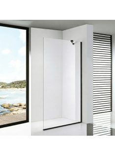   Stuxi Milano Easy Black Walk-in zuhanyfal, 140x200 cm, 8 mm vastag vízlepergető biztonsági üveggel, helytakarékos stabilizátorral