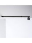 Stuxi Milano Light Black falsíkra szerelhető Walk-in zuhanyfal, 140x200 cm, 8 mm vastag vízlepergető biztonsági üveggel, két távtartóval