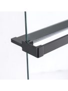 Stuxi Milano Plus Black Walk-in zuhanyfal, 70x200 cm, 8 mm vastag vízlepergető biztonsági üveggel, matt fekete profillal, távtartóval, polccal és törölközőtartóval