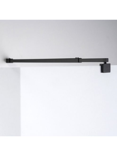 Stuxi Milano Light Black falsíkra szerelhető Walk-in zuhanyfal, 70x200 cm, 8 mm vastag vízlepergető biztonsági üveggel, két távtartóval