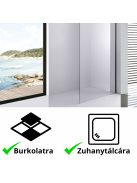 Stuxi Milano Black Walk-in zuhanyfal 8 mm vastag vízlepergető biztonsági üveggel, 200 cm magas, fekete profillal és távtartóval