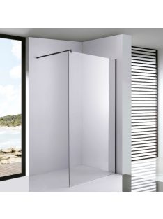   Stuxi Milano Black Walk-in zuhanyfal, 80x200 cm, 8 mm vastag vízlepergető biztonsági üveggel, fekete profillal és távtartóval