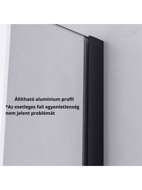 Stuxi Milano Black Walk-in zuhanyfal, 80x200 cm, 8 mm vastag vízlepergető biztonsági üveggel, fekete profillal és távtartóval