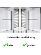 Stuxi Milano Easy Plus Black Walk-in zuhanyfal, 90x200 cm, 8 mm vastag vízlepergető üveggel, helytakarékos stabilizátorral, polccal, törölközőtartóval