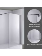 Stuxi Milano Black Walk-in zuhanyfal, 90x200 cm, 8 mm vastag vízlepergető biztonsági üveggel, fekete profillal és távtartóval