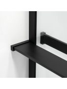 Stuxi Milano Gate Black Plus 1 falsíkra szerelhető, két oldalfalas walk-in zuhanyfal, 110x110 cm, 8 mm vastag vízlepergető biztonsági üveggel, helytakarékos sarokmerevítőkkel