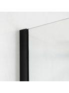 Stuxi Milano Gate Black falsíkra szerelhető, két oldalfalas walk-in zuhanyfal, 110x110 cm, 8 mm vastag vízlepergető biztonsági üveggel, helytakarékos sarokmerevítőkkel