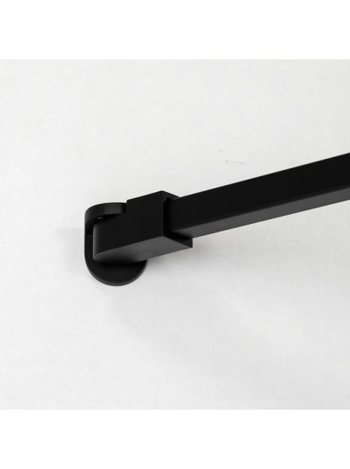 Stuxi Milano Gate Black falsíkra szerelhető, két oldalfalas walk-in zuhanyfal, 110x120 cm, 8 mm vastag vízlepergető biztonsági üveggel, helytakarékos sarokmerevítőkkel