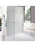Stuxi Milano Gate Plus 1 falsíkra szerelhető, két oldalfalas walk-in zuhanyfal, 110x130 cm, 8 mm vastag vízlepergető biztonsági üveggel, helytakarékos sarokmerevítőkkel