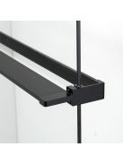 Stuxi Milano Gate Black Plus 1 falsíkra szerelhető, két oldalfalas walk-in zuhanyfal, 140x140 cm, 8 mm vastag vízlepergető biztonsági üveggel, helytakarékos sarokmerevítőkkel