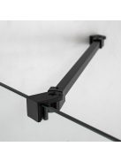Stuxi Milano Gate Black Plus 1 falsíkra szerelhető, két oldalfalas walk-in zuhanyfal, 140x140 cm, 8 mm vastag vízlepergető biztonsági üveggel, helytakarékos sarokmerevítőkkel