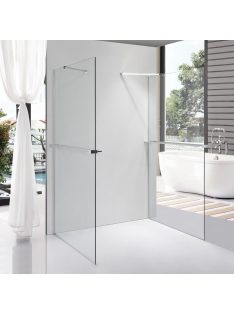   Stuxi Milano Gate Plus 2 falsíkra szerelhető, két oldalfalas walk-in zuhanyfal, 140x140 cm, 8 mm vastag vízlepergető biztonsági üveggel, helytakarékos sarokmerevítőkkel