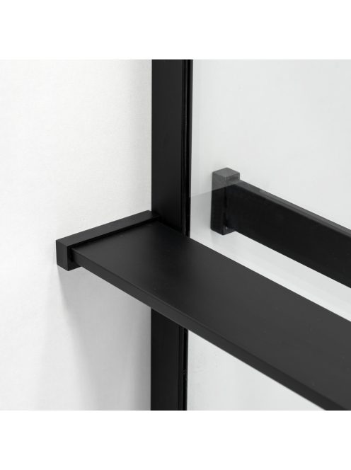 Stuxi Milano Gate Black Plus 2 falsíkra szerelhető, két oldalfalas walk-in zuhanyfal, 70x140 cm, 8 mm vastag vízlepergető biztonsági üveggel, helytakarékos sarokmerevítőkkel