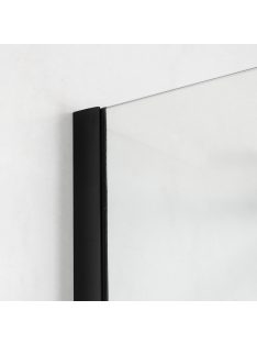   Stuxi Milano Gate Black falsíkra szerelhető, két oldalfalas walk-in zuhanyfal, 80x110 cm, 8 mm vastag vízlepergető biztonsági üveggel, helytakarékos sarokmerevítőkkel