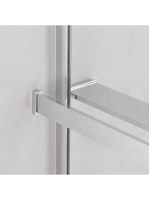Stuxi Milano Gate Plus 1 falsíkra szerelhető, két oldalfalas walk-in zuhanyfal, 80x80 cm, 8 mm vastag vízlepergető biztonsági üveggel, helytakarékos sarokmerevítőkkel