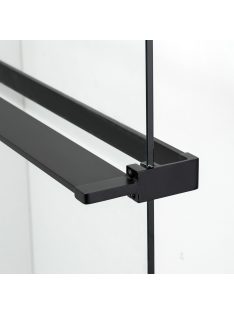   Stuxi Milano Gate Black Plus 1 falsíkra szerelhető, két oldalfalas walk-in zuhanyfal, 80x90 cm, 8 mm vastag vízlepergető biztonsági üveggel, helytakarékos sarokmerevítőkkel
