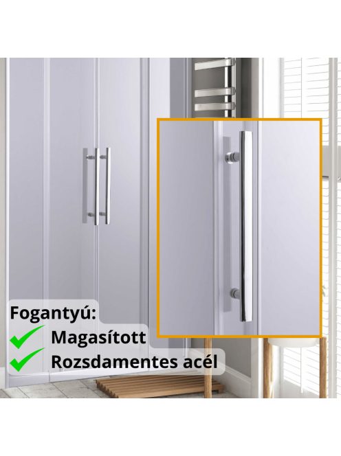 Stuxi Sydney 120 cm széles két tolóajtós zuhanyajtó 6 mm vastag vízlepergető biztonsági üveggel, króm elemekkel, 200 cm magas