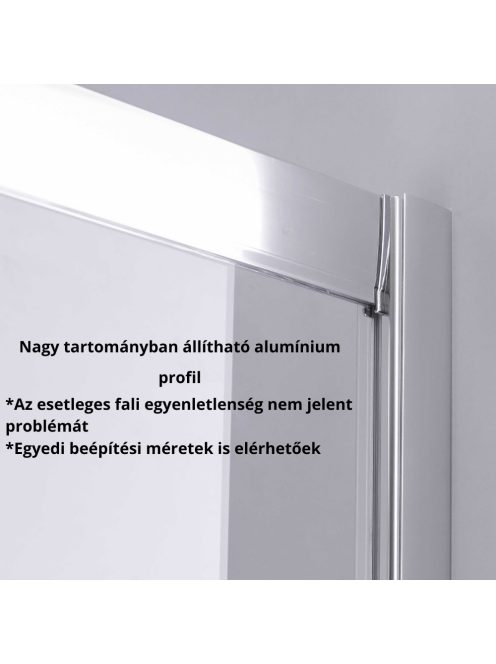 Stuxi Sydney 140 cm széles két tolóajtós zuhanyajtó 6 mm vastag vízlepergető biztonsági üveggel, króm elemekkel, 200 cm magas