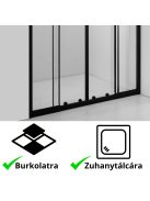 Stuxi Sydney Black 130 cm széles két tolóajtós zuhanyajtó 6 mm vastag vízlepergető biztonsági üveggel, fekete elemekkel, 200 cm magas
