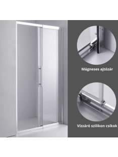   Stuxi Sydney toló zuhanyajtó 6 mm vastag vízlepergető biztonsági üveggel, króm elemekkel, 200 cm magas, több méretben
