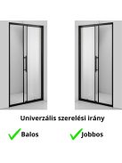 Stuxi Sydney Black 110 cm széles toló zuhanyajtó 6 mm vastag vízlepergető biztonsági üveggel, fekete elemekkel, 200 cm magas