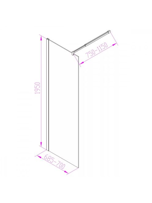 Walker 70x195 cm Walk in zuhanyfal
